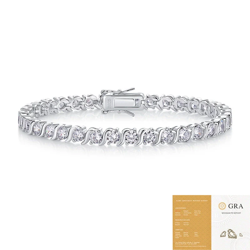 925 Silver Geometric Figureeight Clasp Fullinlaid Women's Bracelet Set With Diamonds Synthetic Carbon Silicon Stone Fashion Light Luxury Highend - Image 4