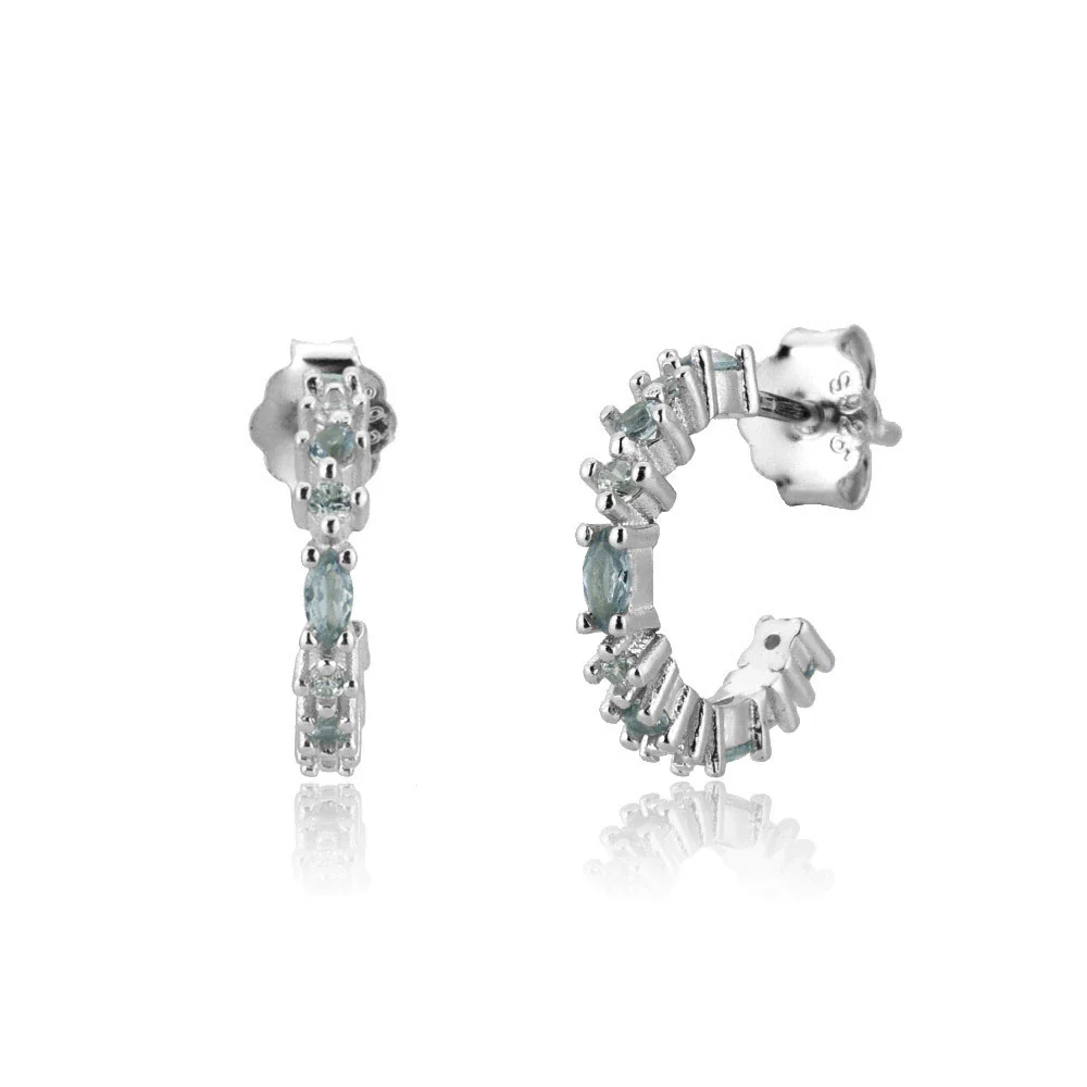 925 Sterling Silver Geometric Cshaped Electroplated Platinum Or 18K Gold Unisex Earrings - Image 6