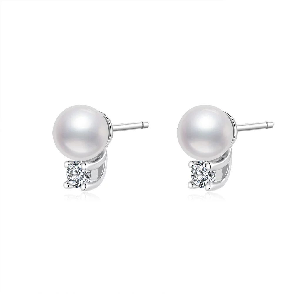 925 Sterling Silver Micropaved Moissanite And Natural Freshwater Pearl Earrings With Flower Pattern - Image 5