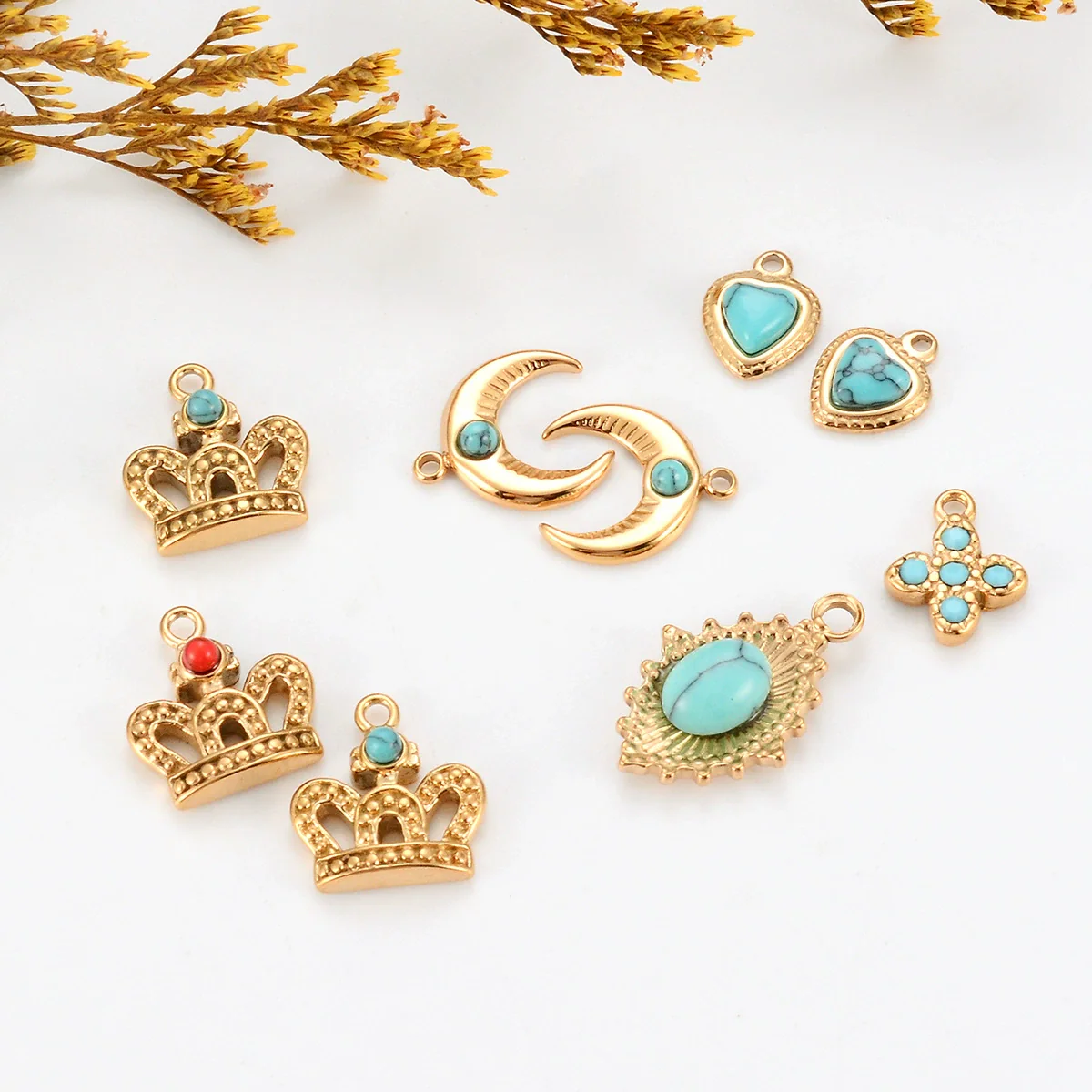Accessories Crown Moon Love Oval Style Inlaid Natural Stone Titanium Steel Electroplating - Image 4