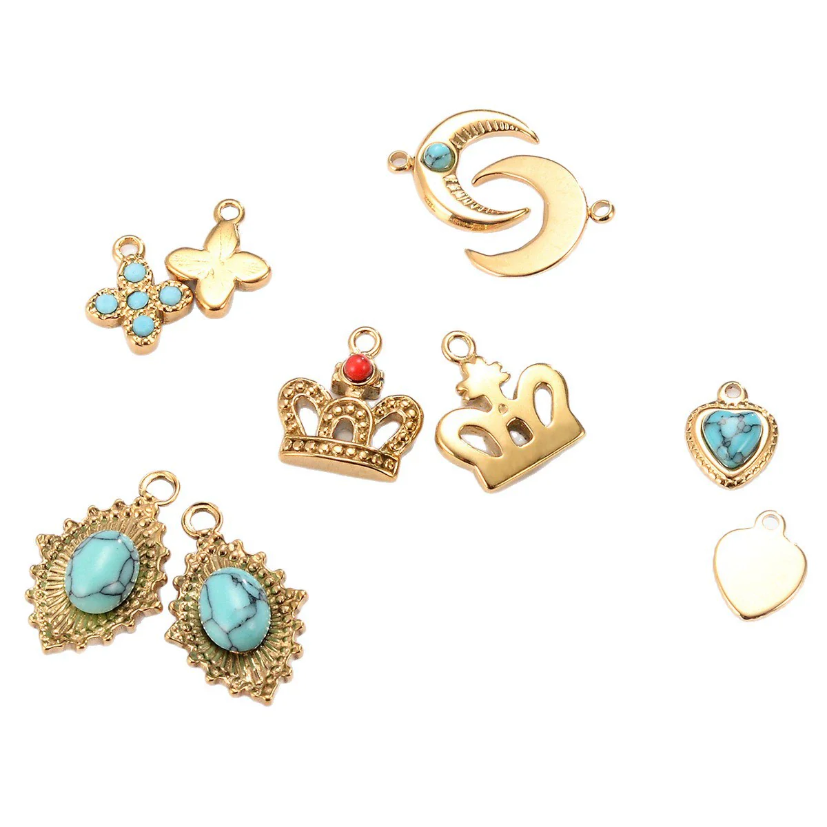 Accessories Crown Moon Love Oval Style Inlaid Natural Stone Titanium Steel Electroplating - Image 5