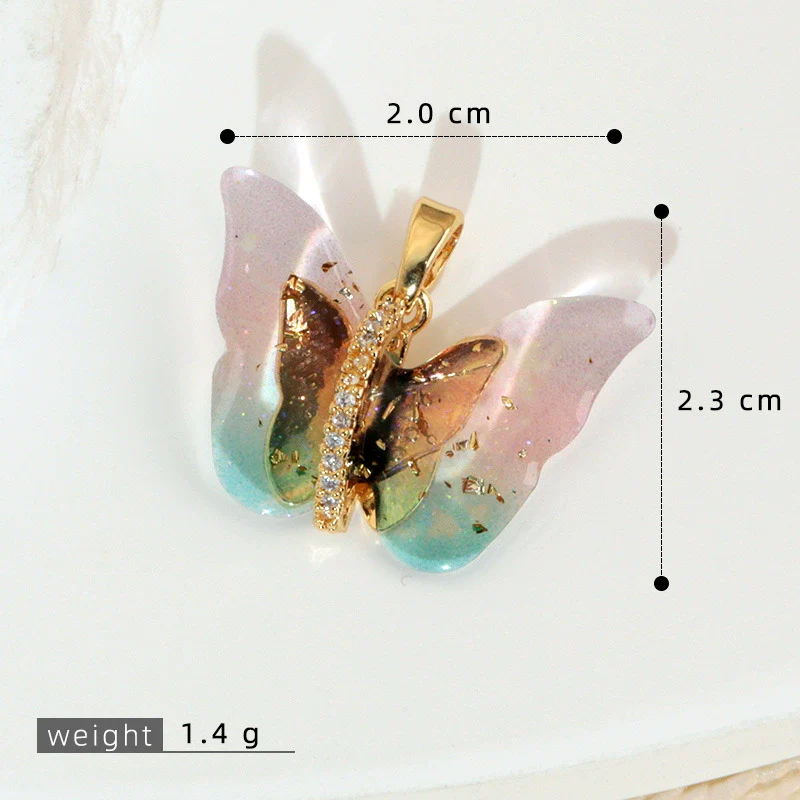 Accessories Resin Butterfly Pendant Micropaved Zircon Electroplated Minimalist Animal Style Necklace - Image 10