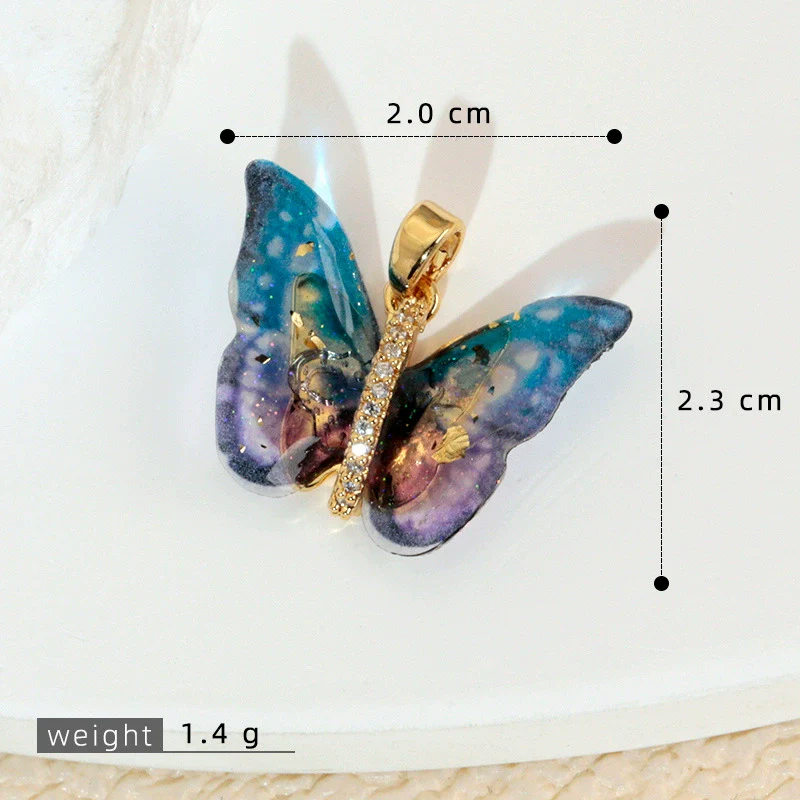 Accessories Resin Butterfly Pendant Micropaved Zircon Electroplated Minimalist Animal Style Necklace - Image 11