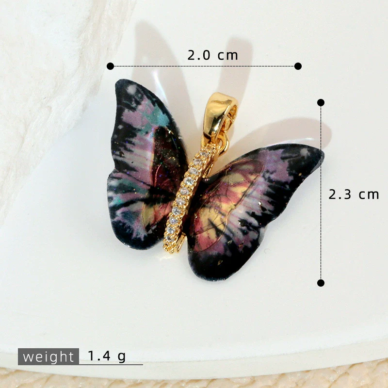 Accessories Resin Butterfly Pendant Micropaved Zircon Electroplated Minimalist Animal Style Necklace - Image 12