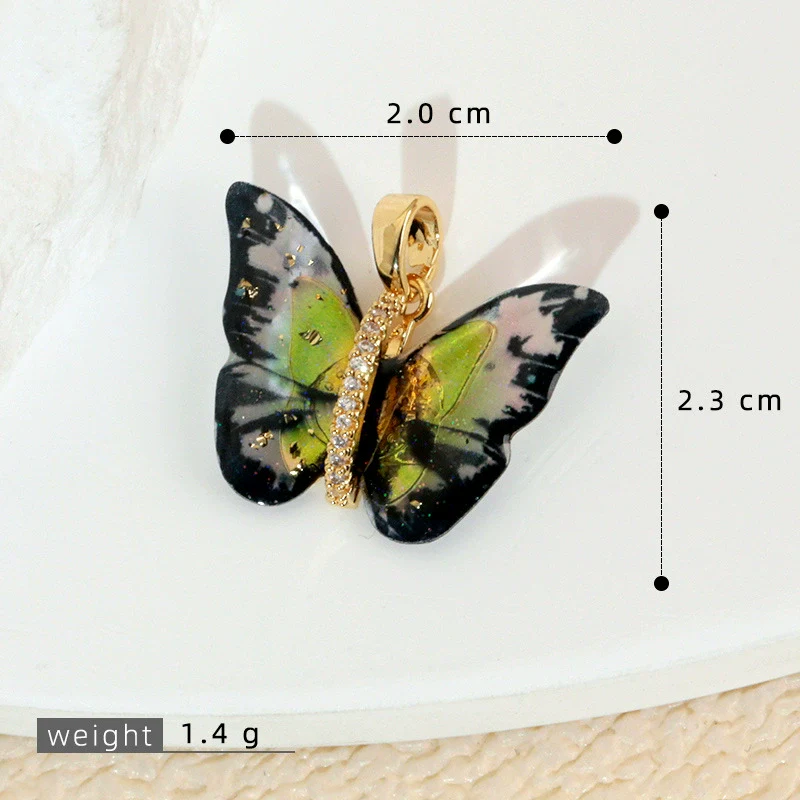 Accessories Resin Butterfly Pendant Micropaved Zircon Electroplated Minimalist Animal Style Necklace - Image 14