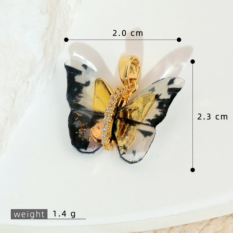 Accessories Resin Butterfly Pendant Micropaved Zircon Electroplated Minimalist Animal Style Necklace - Image 15