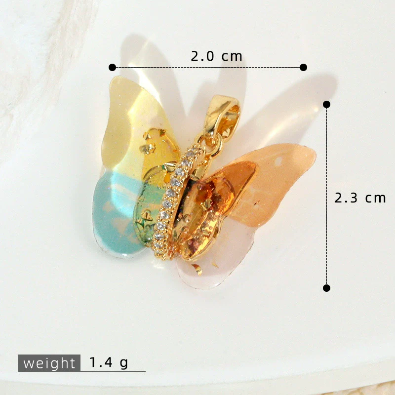 Accessories Resin Butterfly Pendant Micropaved Zircon Electroplated Minimalist Animal Style Necklace - Image 8