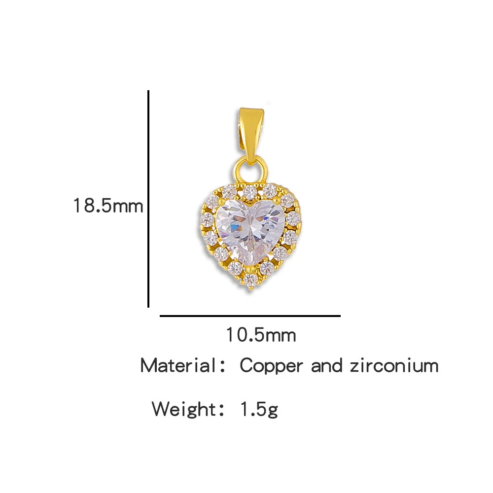 Accessories Stainless Steel Copper Inlaid Zirconium Bear Heart Diamond Moon Pendant With O Shaped Chain Electroplated Design - Image 6