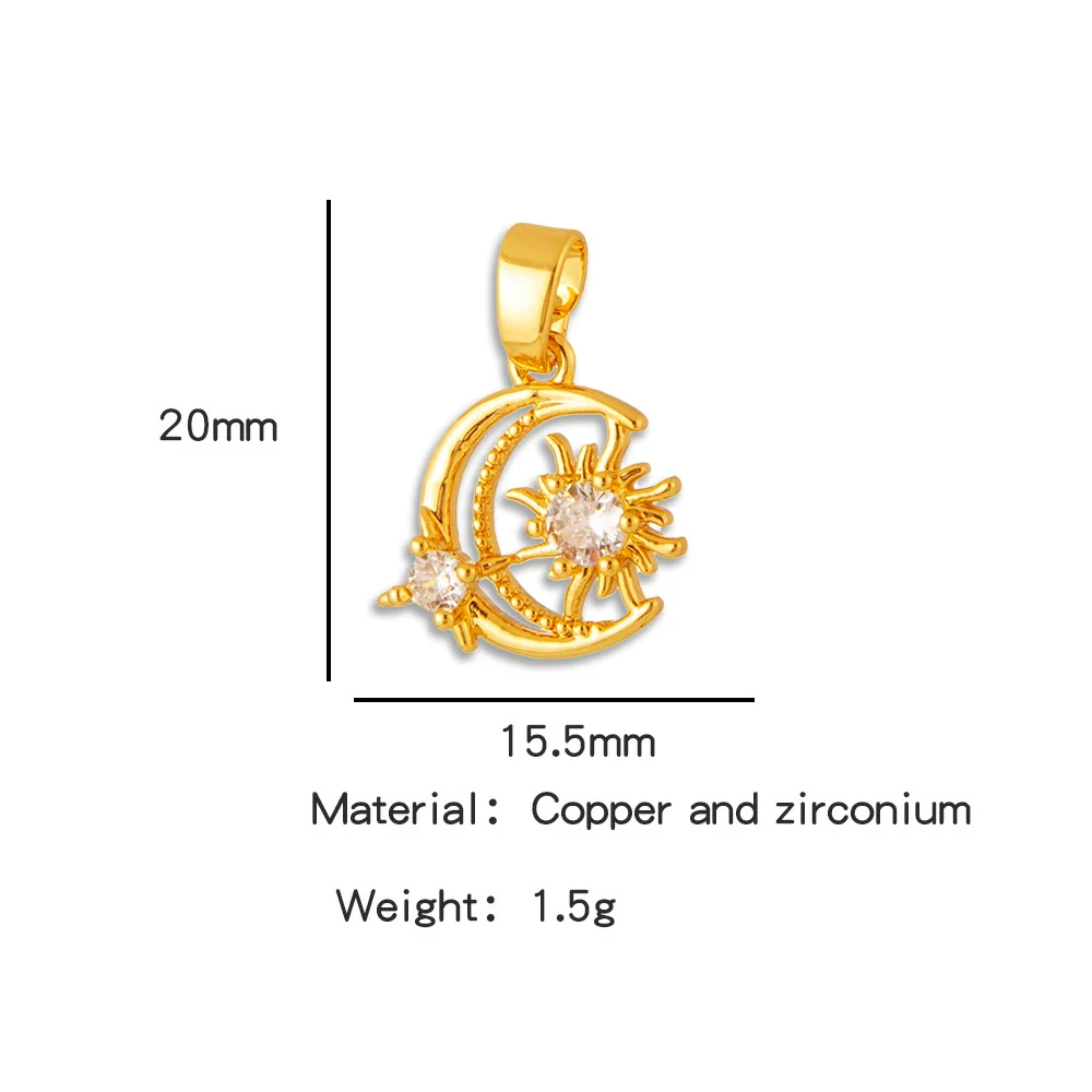 Accessories Stainless Steel Copper Inlaid Zirconium Bear Heart Diamond Moon Pendant With O Shaped Chain Electroplated Design - Image 7