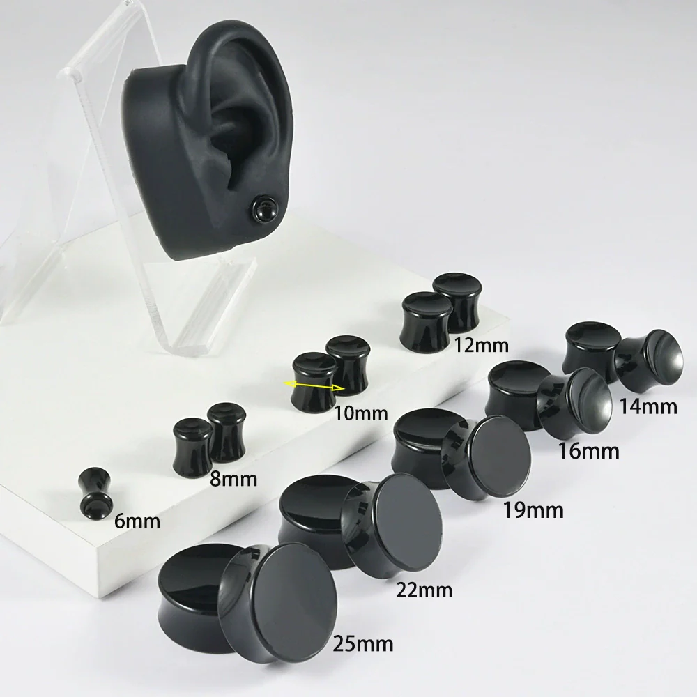 Acrylic Ear Expander With Geometric Style And Smoke Pattern - Image 2