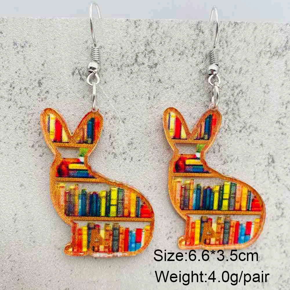 Acrylic Handmade Animal Geometric Cartoon Character Earrings For Women Book Lovers - Image 10