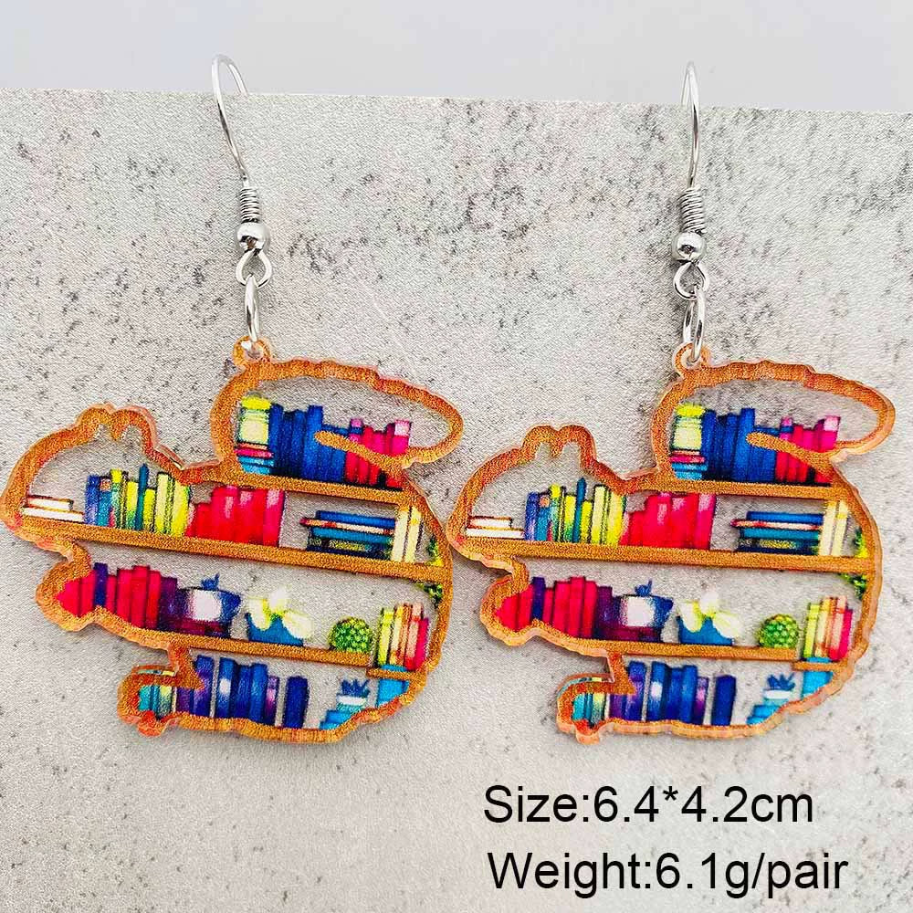 Acrylic Handmade Animal Geometric Cartoon Character Earrings For Women Book Lovers - Image 14