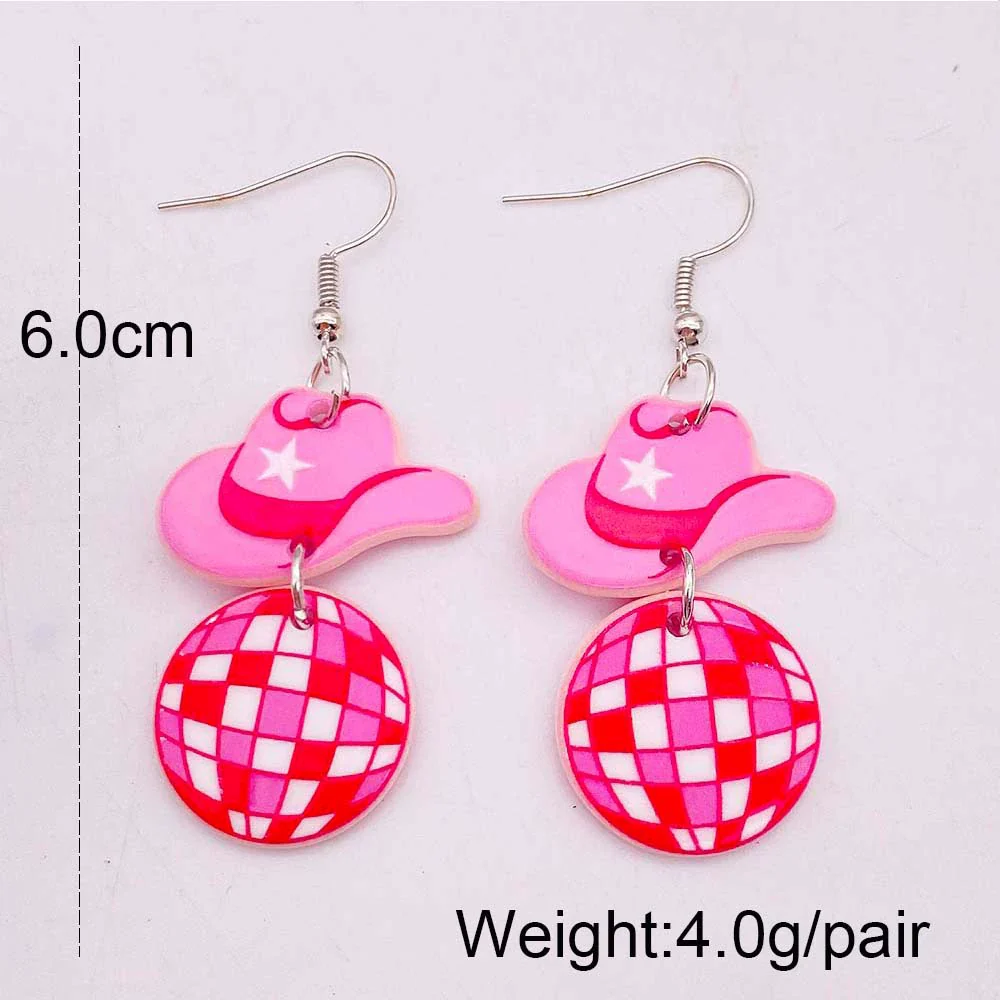 Acrylic Handmade Western Cowboy Style Women's Earrings With Cartoon Characters Leaves U Shaped Geometric Patterns - Image 2