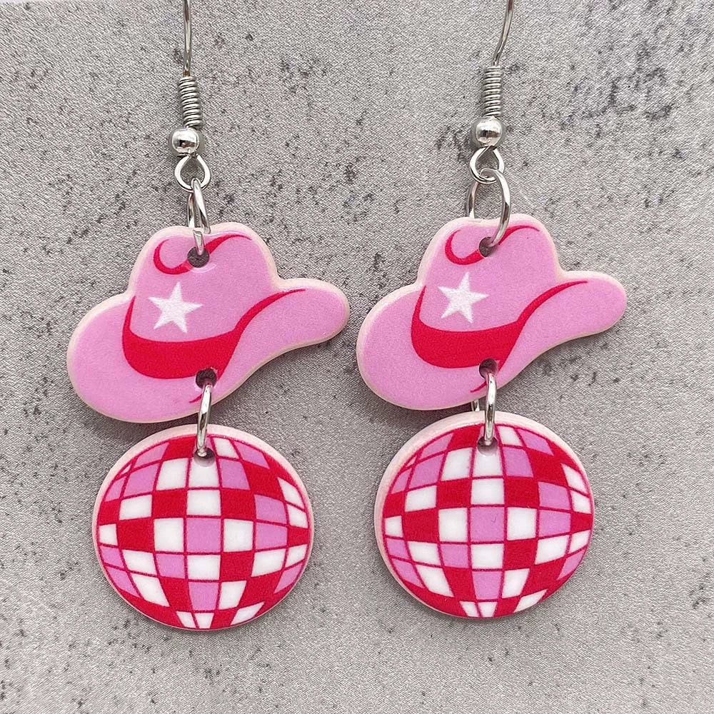Acrylic Handmade Western Cowboy Style Women's Earrings With Cartoon Characters Leaves U Shaped Geometric Patterns - Image 4