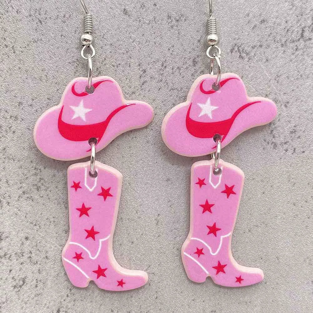 Acrylic Handmade Western Cowboy Style Women's Earrings With Cartoon Characters Leaves U Shaped Geometric Patterns - Image 6