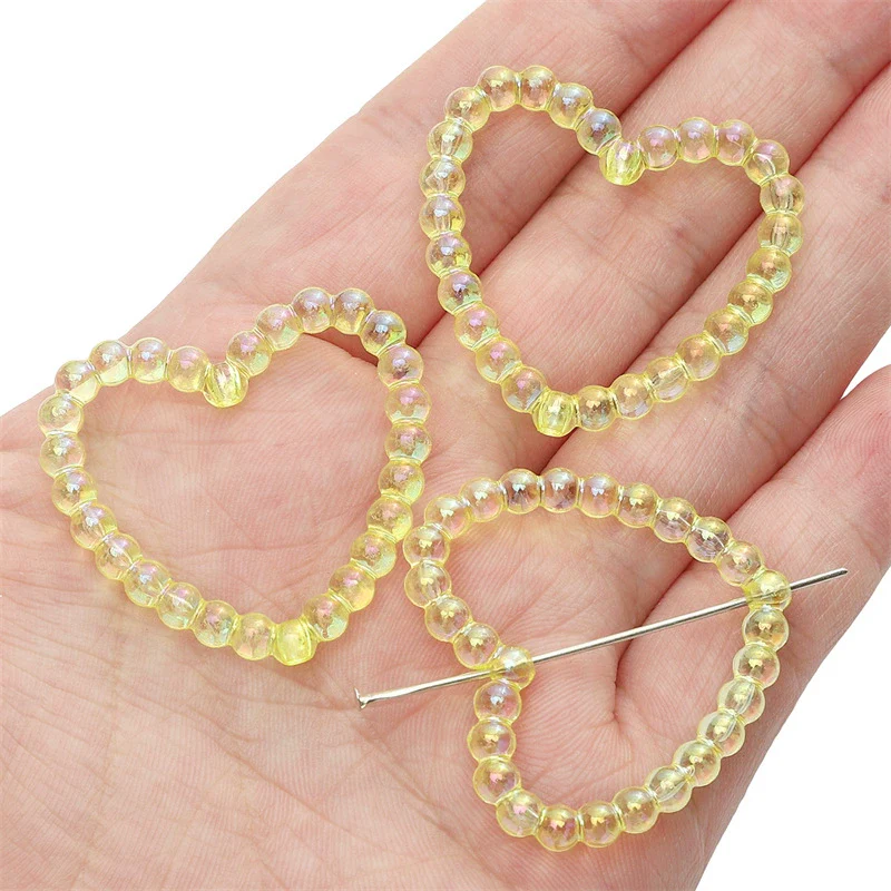 Acrylic Loose Beads Hollow Love Shape Handmade Minimalist Style Diy Bracelet And Necklace Material - Image 11