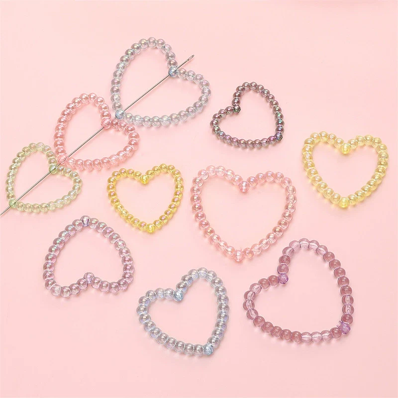Acrylic Loose Beads Hollow Love Shape Handmade Minimalist Style Diy Bracelet And Necklace Material - Image 3