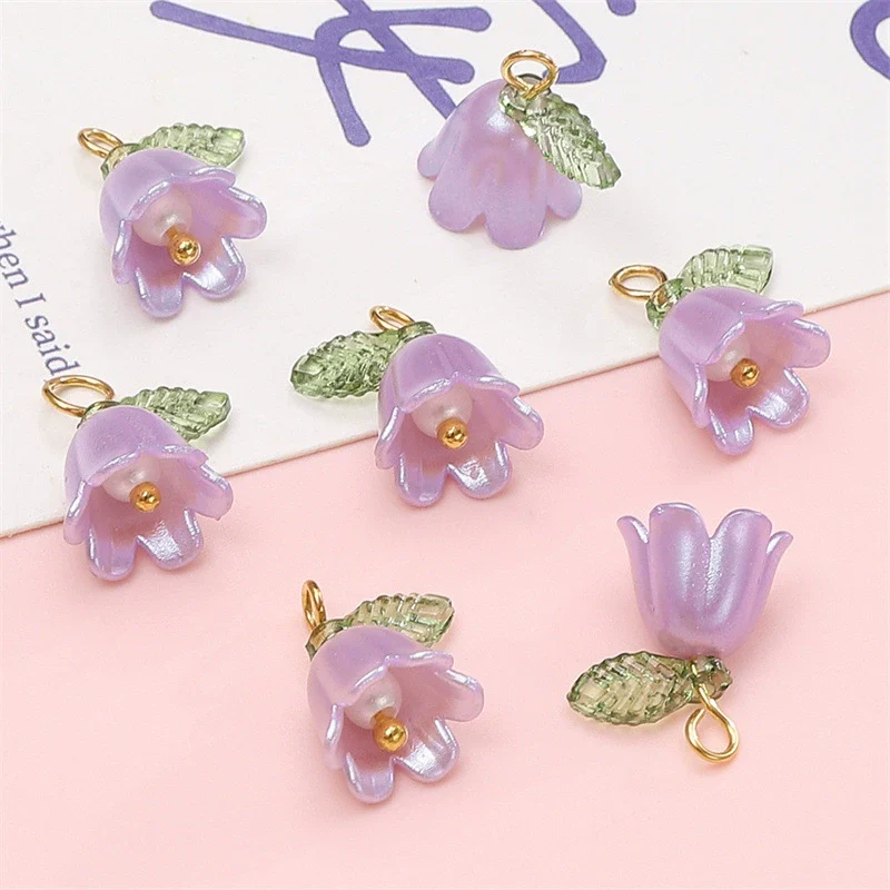 Acrylic Plated Lily Orchid Beads Handmade Necklace Bracelet Clothing Accessories Wholesale - Image 7