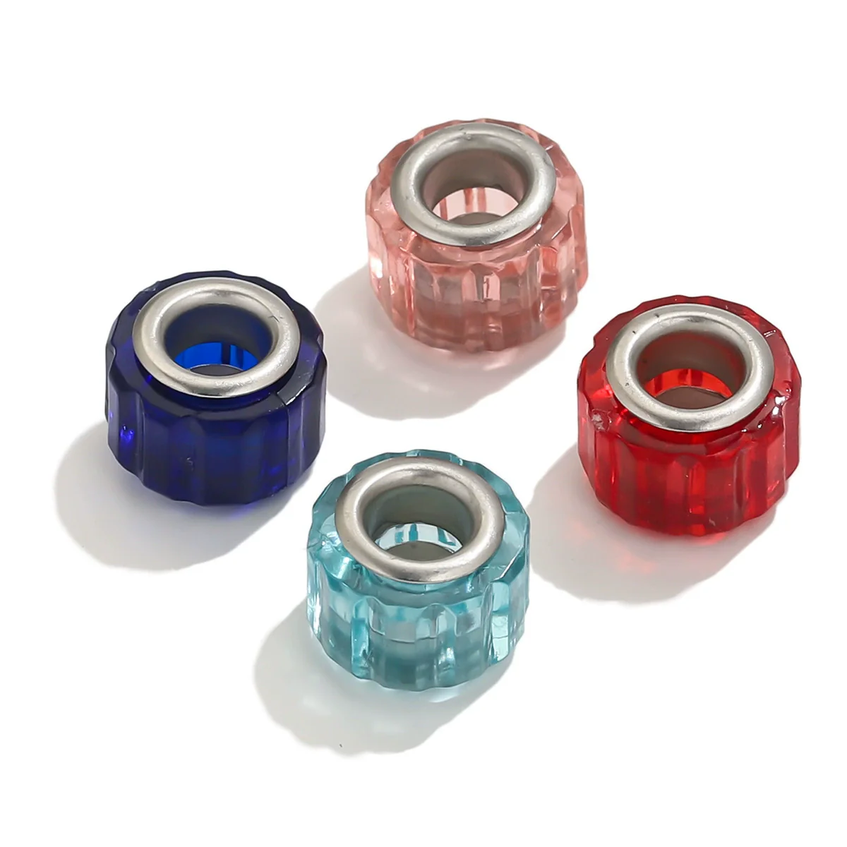 Acrylic Resin Color Transparent Diamond Cylindrical Large Hole Beads Bracelet Necklace Loose Beads - Image 5
