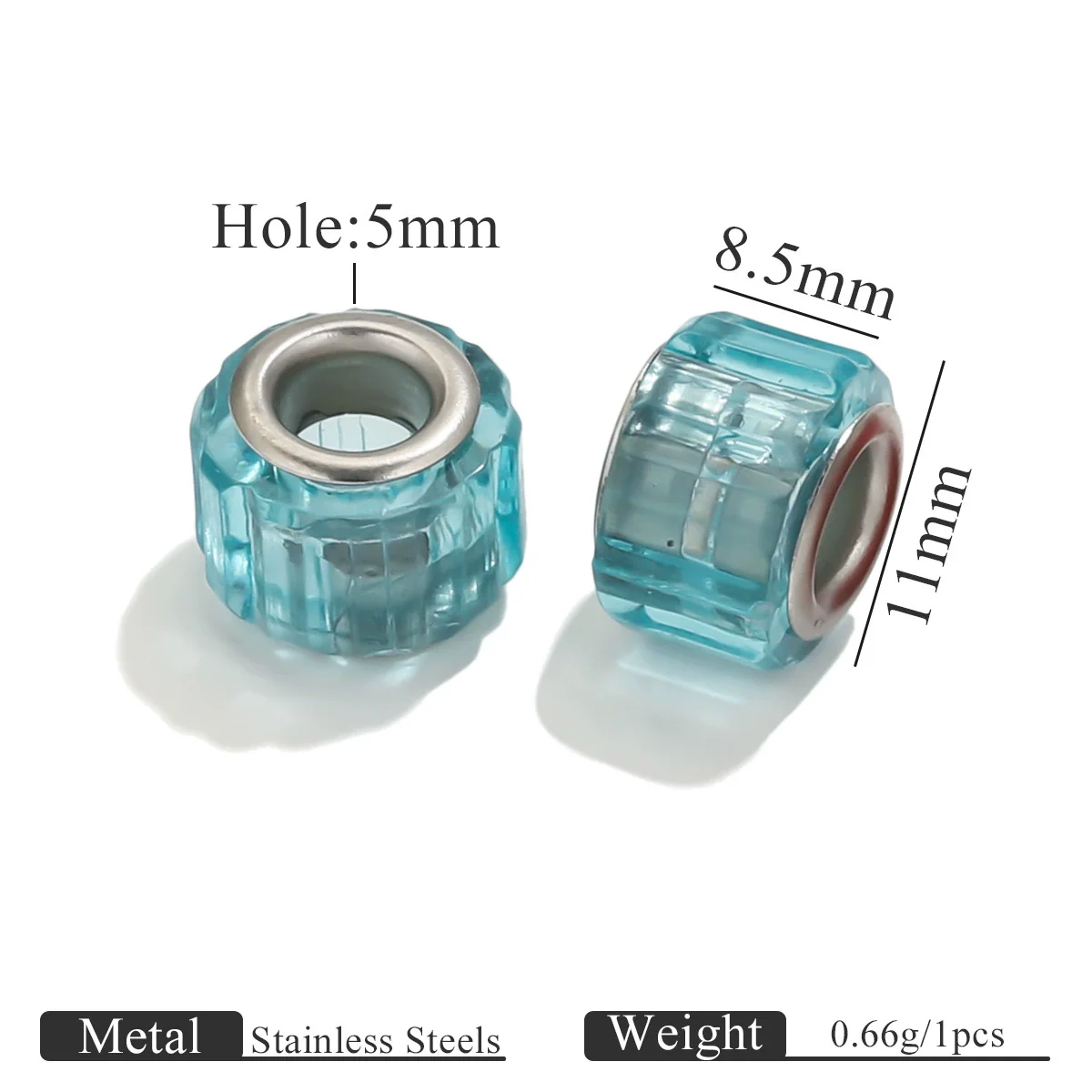 Acrylic Resin Color Transparent Diamond Cylindrical Large Hole Beads Bracelet Necklace Loose Beads - Image 7