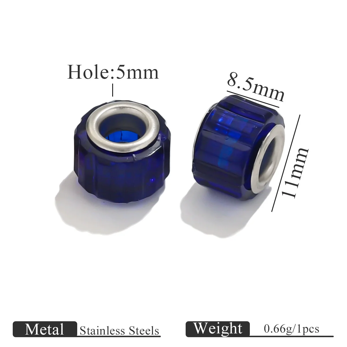 Acrylic Resin Color Transparent Diamond Cylindrical Large Hole Beads Bracelet Necklace Loose Beads - Image 9