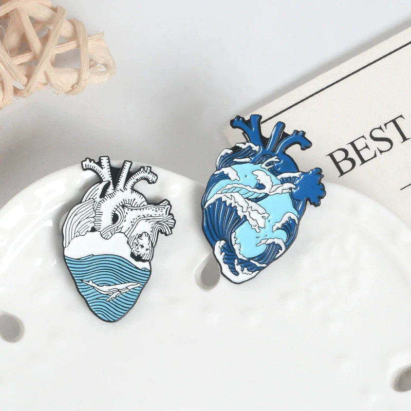 Allmatch Alloy Heartshaped Ocean Series Cartoon Cute Brooch Jewelry With Electroplating - Image 3