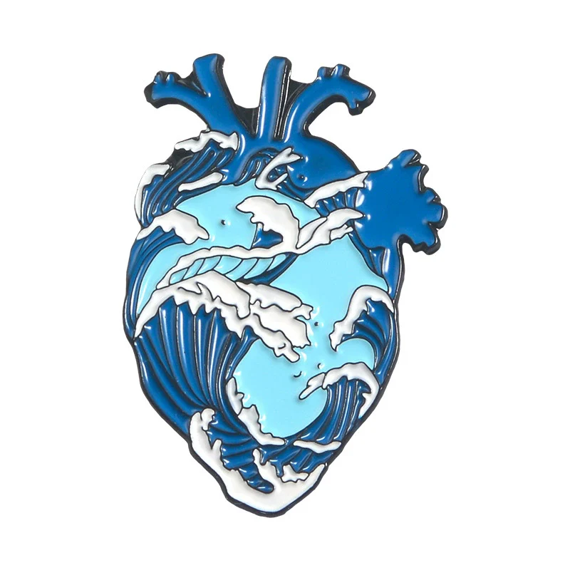Allmatch Alloy Heartshaped Ocean Series Cartoon Cute Brooch Jewelry With Electroplating - Image 6