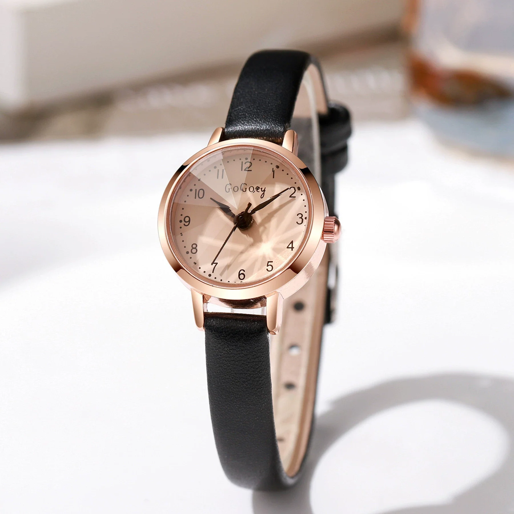 Allmatch Fashion Female Watch With Alloy Case And Pu Strap Round Dial Sweet Style - Image 7