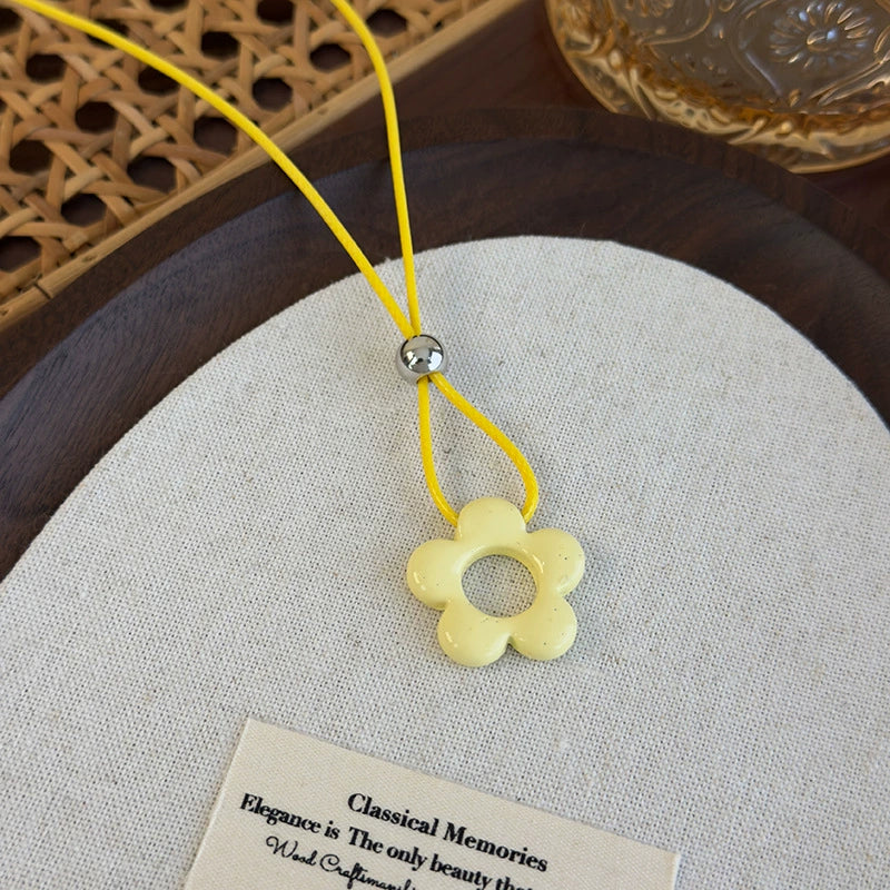 Allmatch Flower Wax Rope Alloy Necklace With Baking Paint And Geometric Style For Women - Image 13