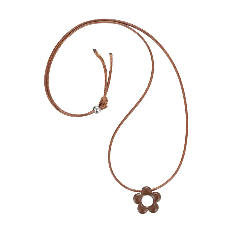 Allmatch Flower Wax Rope Alloy Necklace With Baking Paint And Geometric Style For Women - Image 5