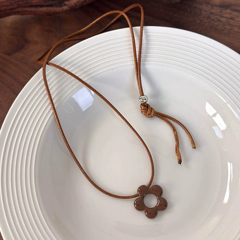 Allmatch Flower Wax Rope Alloy Necklace With Baking Paint And Geometric Style For Women - Image 8