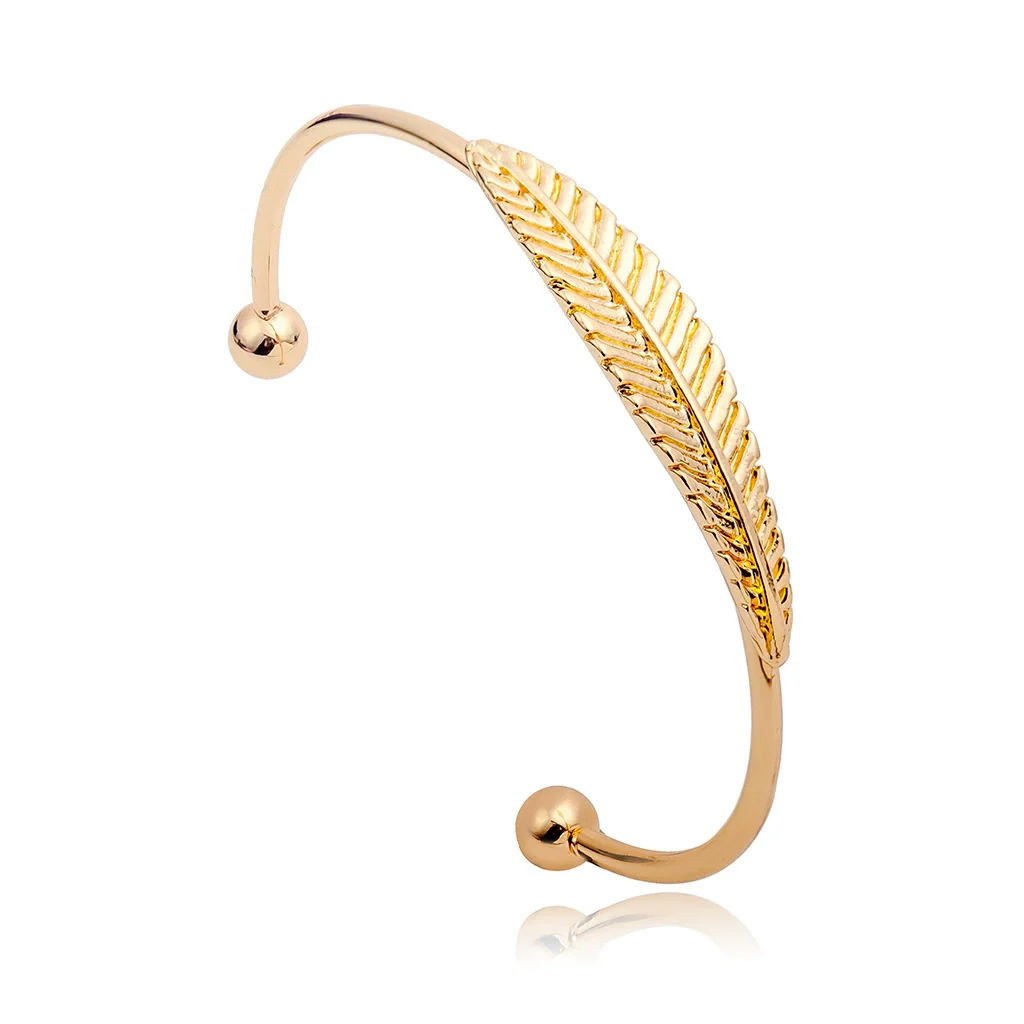 Allmatch Leaf Alloy Bracelet With Electroplating Natural Style
