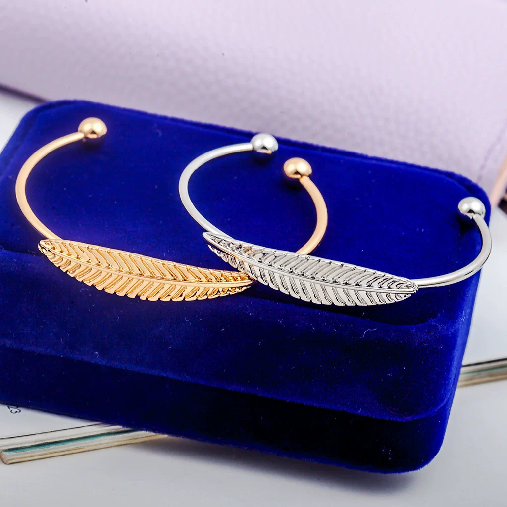 Allmatch Leaf Alloy Bracelet With Electroplating Natural Style - Image 2
