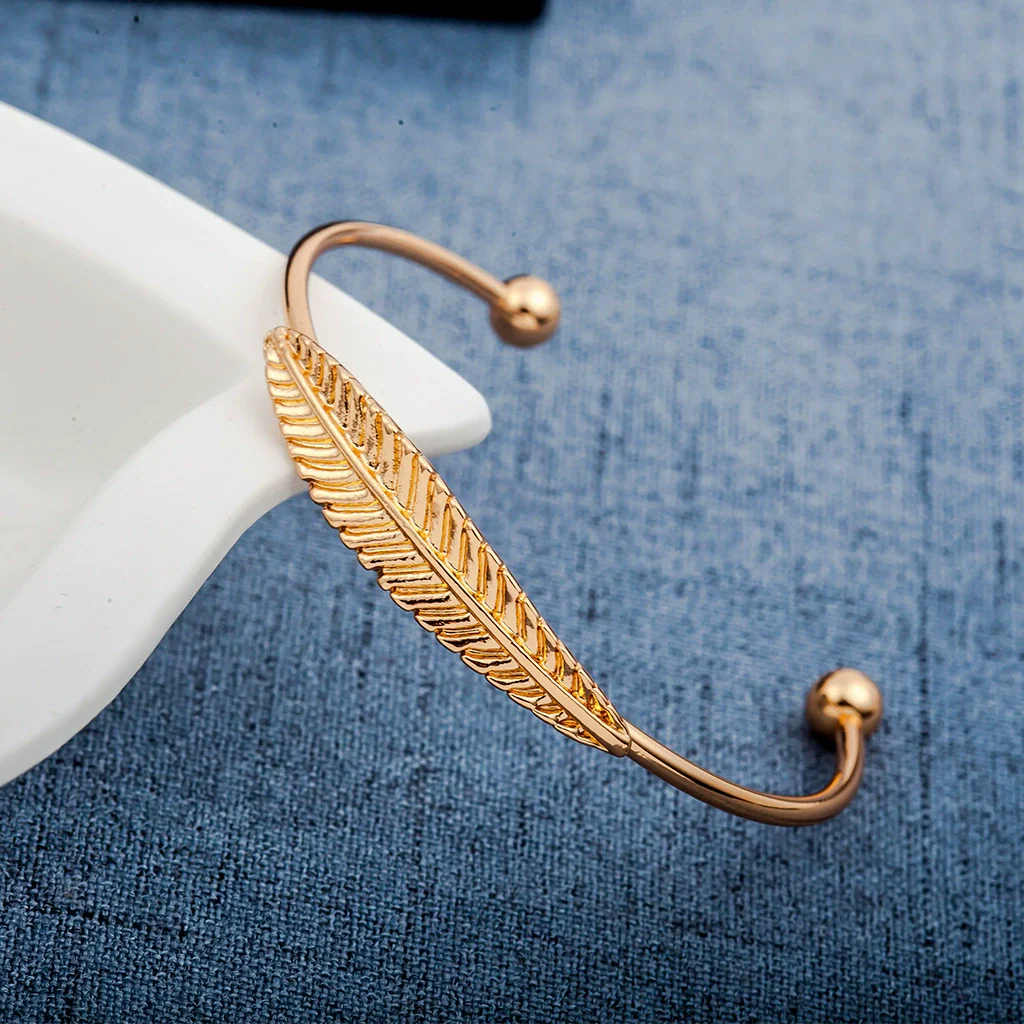 Allmatch Leaf Alloy Bracelet With Electroplating Natural Style - Image 6
