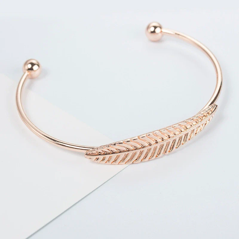 Allmatch Leaf Alloy Bracelet With Electroplating Natural Style - Image 8