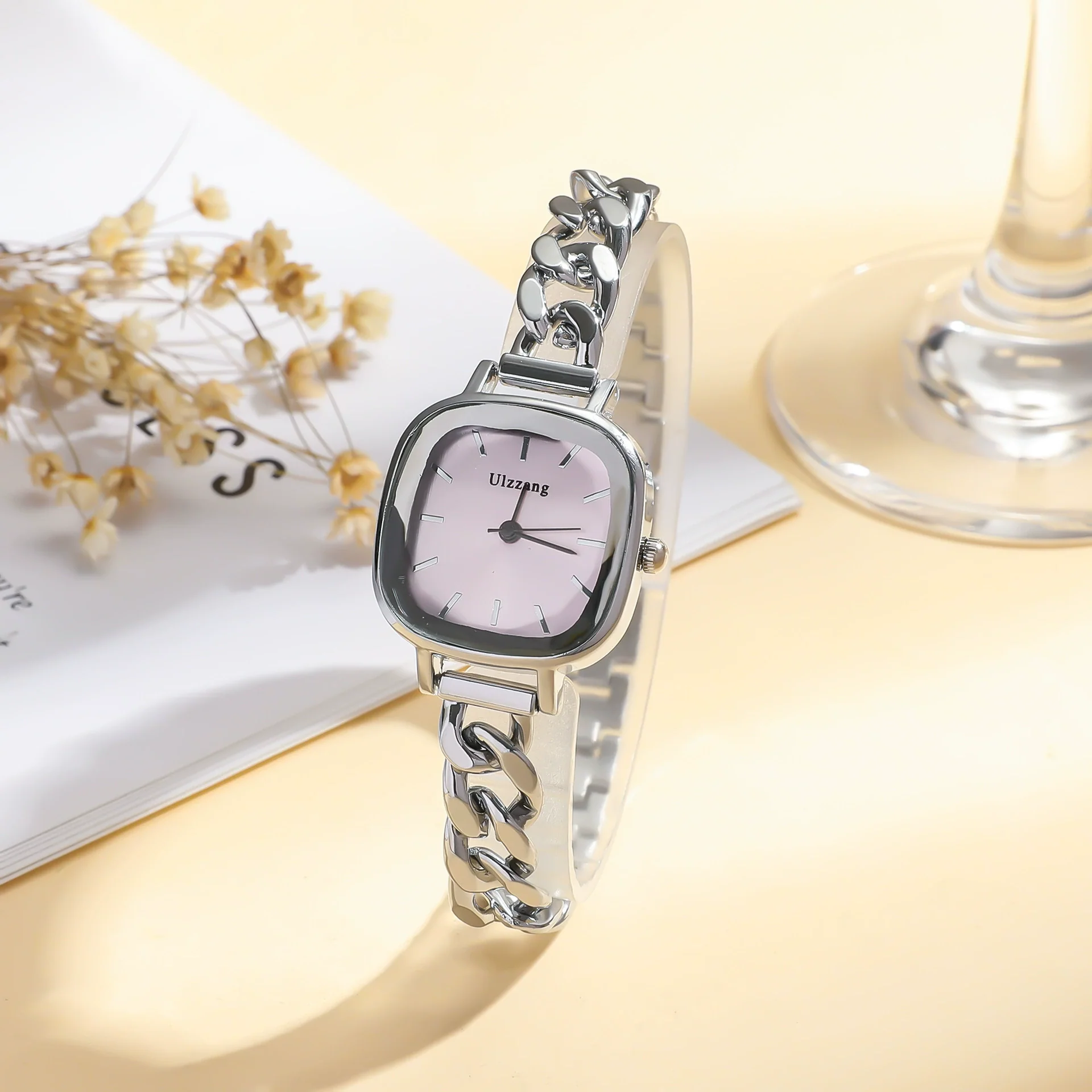 Allmatch Purple Aurora Dial Square Bracelet Watch For Students Alloy Material Fashion Style - Image 2