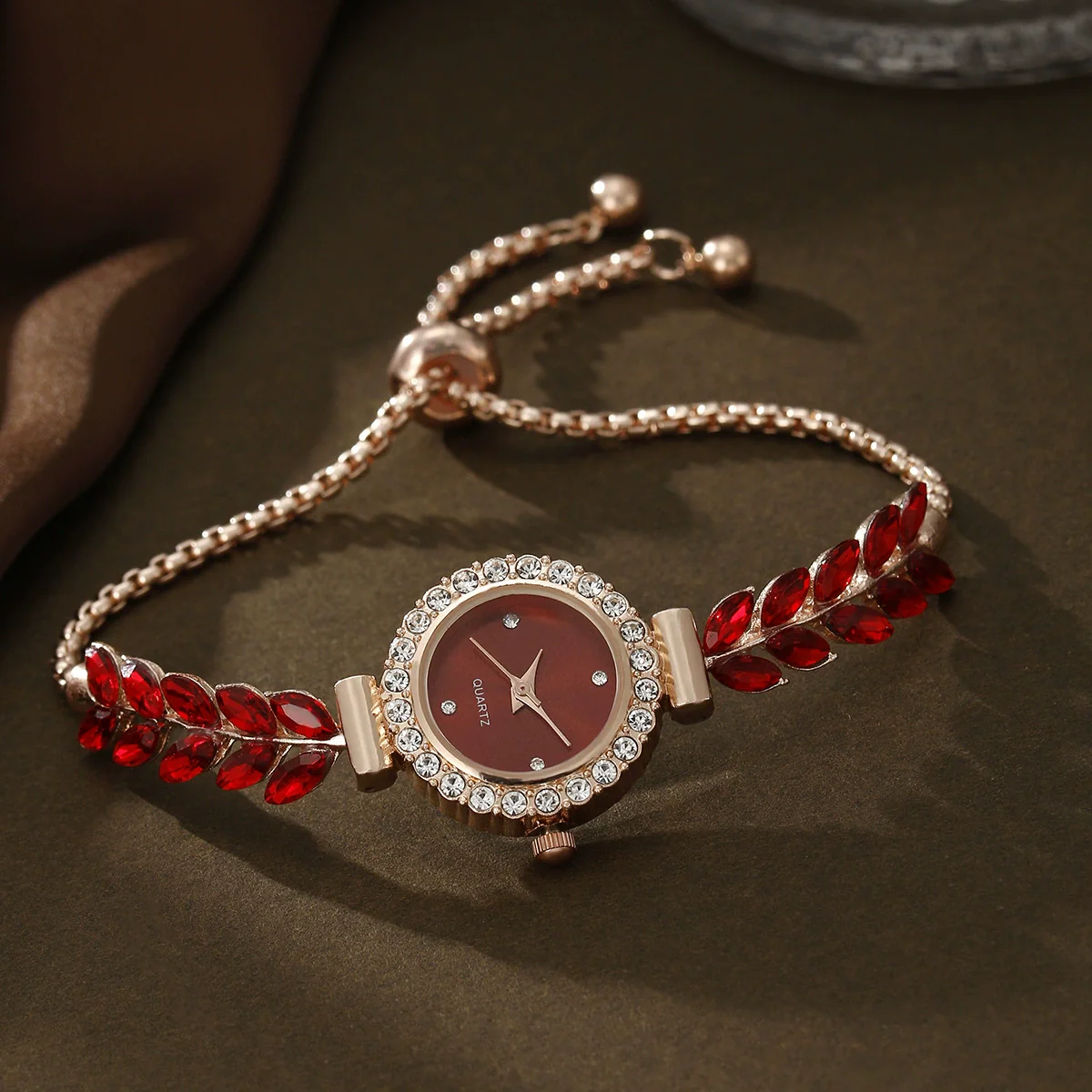Allmatch Round Diamond Edge Leafshaped Alloy Quartz Jewelry Set For Women - Image 27