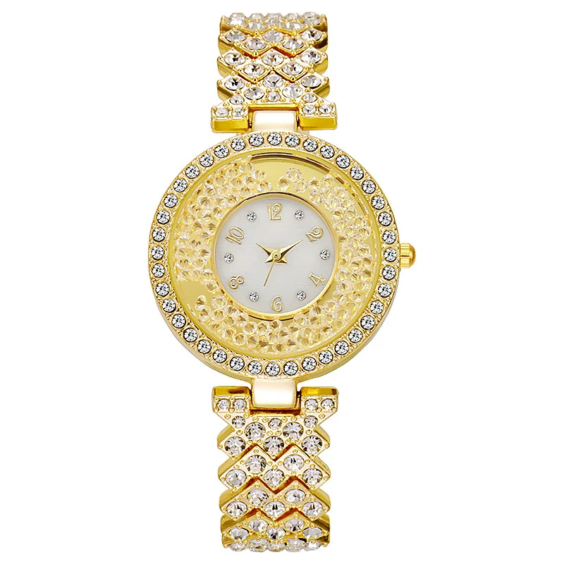 Allmatch Women's Leisure Watch With Quicksand Ball Rhinestone Alloy Case And Stainless Steel Buckle Round Dial - Image 7