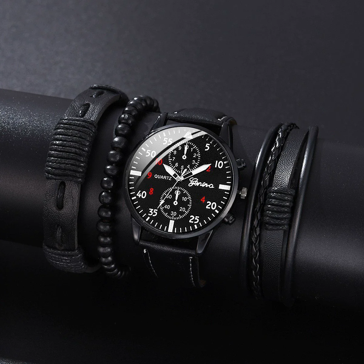 Allmatching Fashion Watch Alloy Case Pu Strap Round Dial - Image 5
