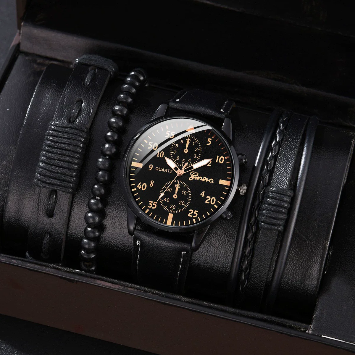 Allmatching Fashion Watch Alloy Case Pu Strap Round Dial - Image 7