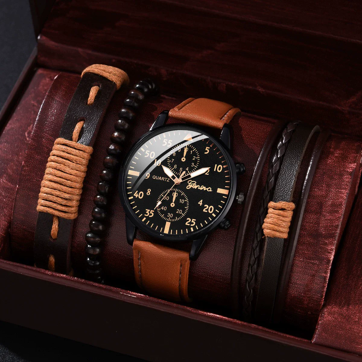 Allmatching Fashion Watch Alloy Case Pu Strap Round Dial - Image 9