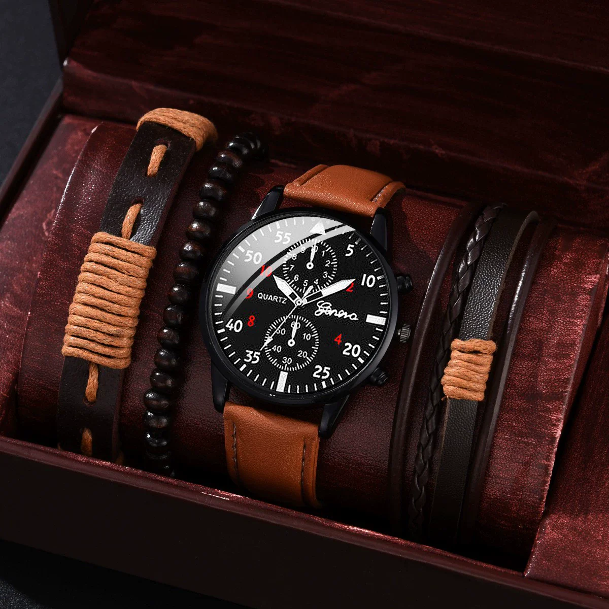 Allmatching Fashion Watch Alloy Case Pu Strap Round Dial - Image 10