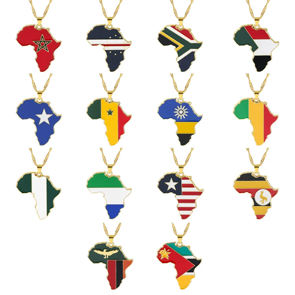 Alloy Africa Map Pendant Necklace With Electroplating Unisex Style