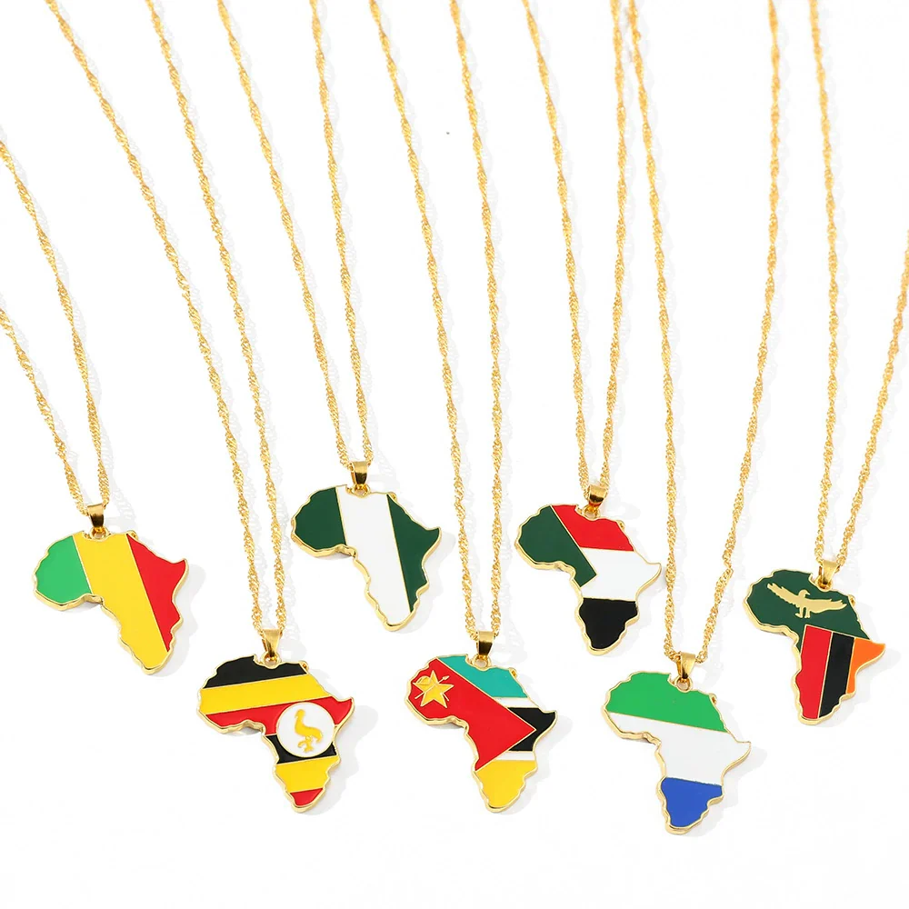 Alloy Africa Map Pendant Necklace With Electroplating Unisex Style - Image 3