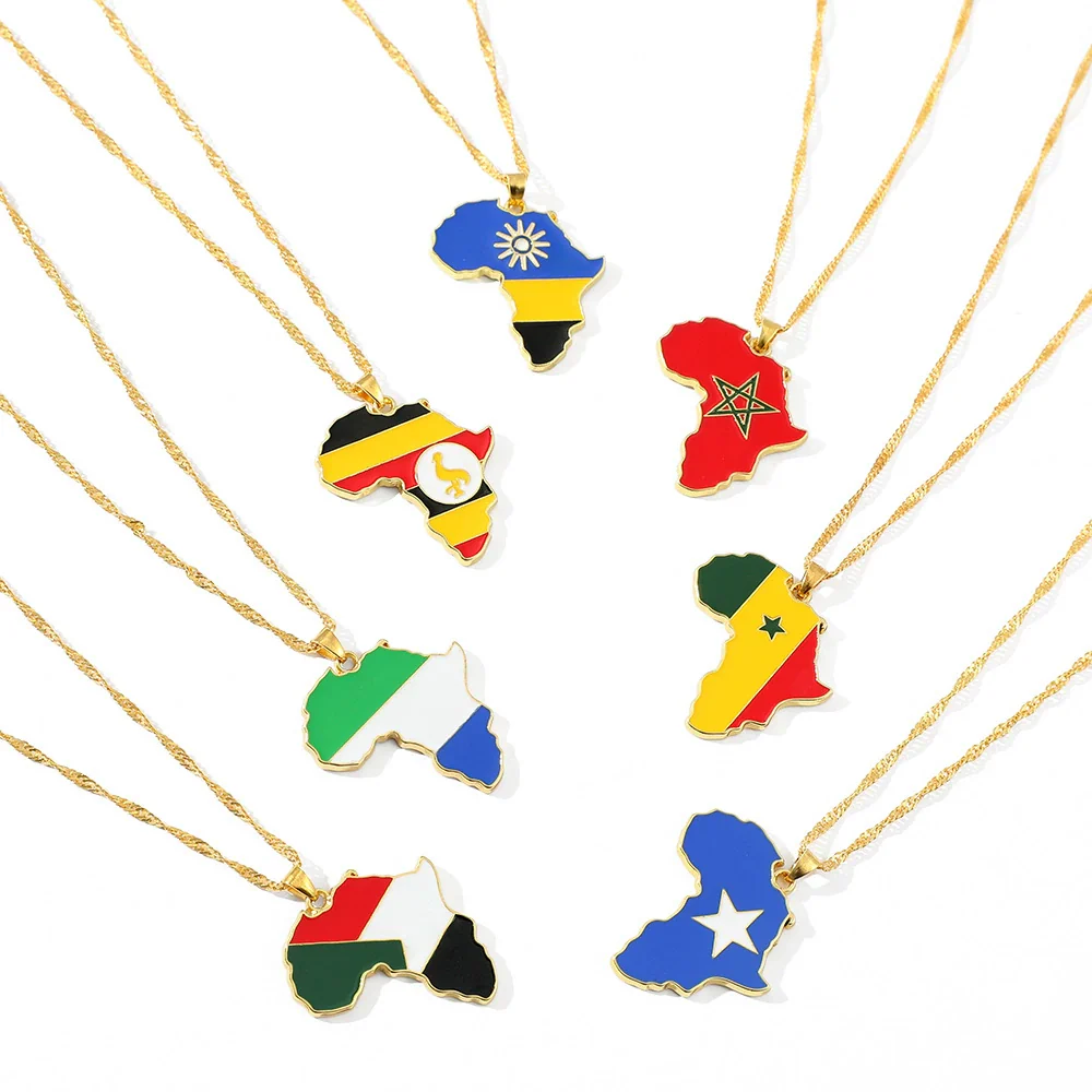 Alloy Africa Map Pendant Necklace With Electroplating Unisex Style - Image 4