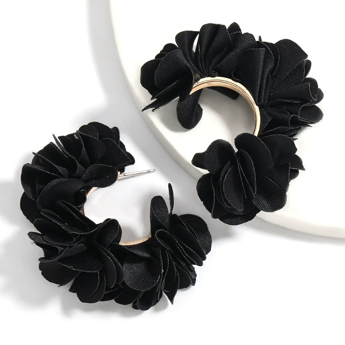 Alloy And Cloth Flower Cshaped Earrings For Women Fashion Style - Image 10