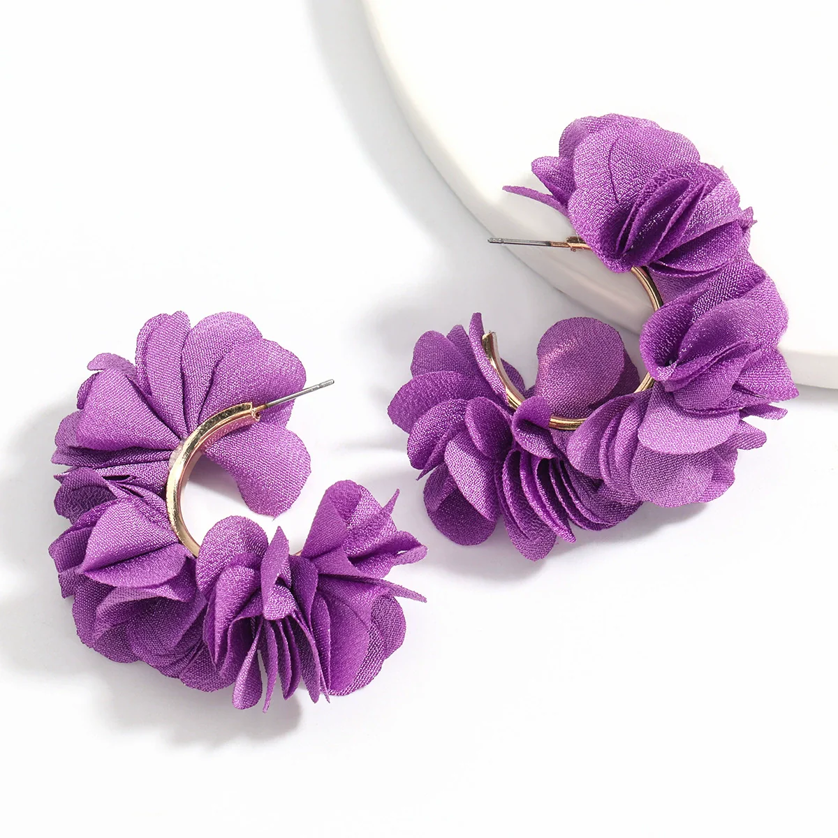 Alloy And Cloth Flower Cshaped Earrings For Women Fashion Style - Image 4