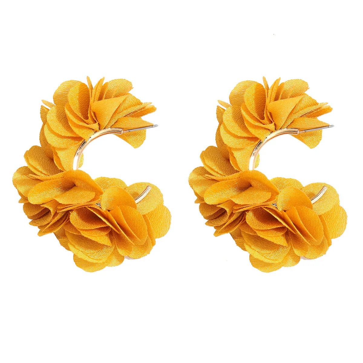 Alloy And Cloth Flower Cshaped Earrings For Women Fashion Style - Image 5