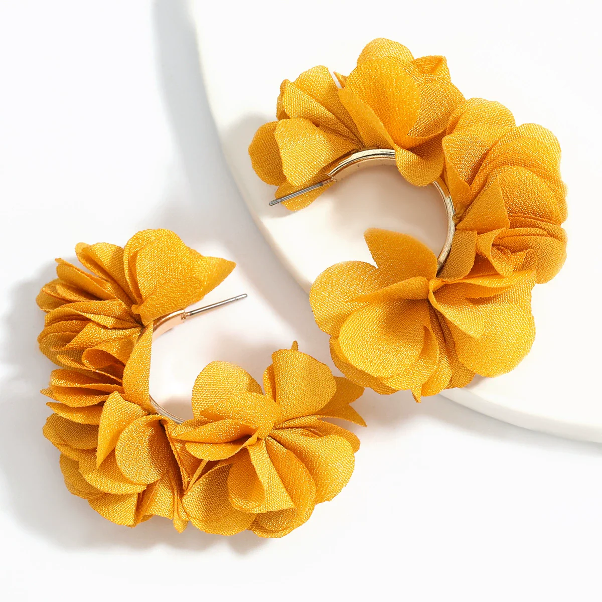 Alloy And Cloth Flower Cshaped Earrings For Women Fashion Style - Image 6