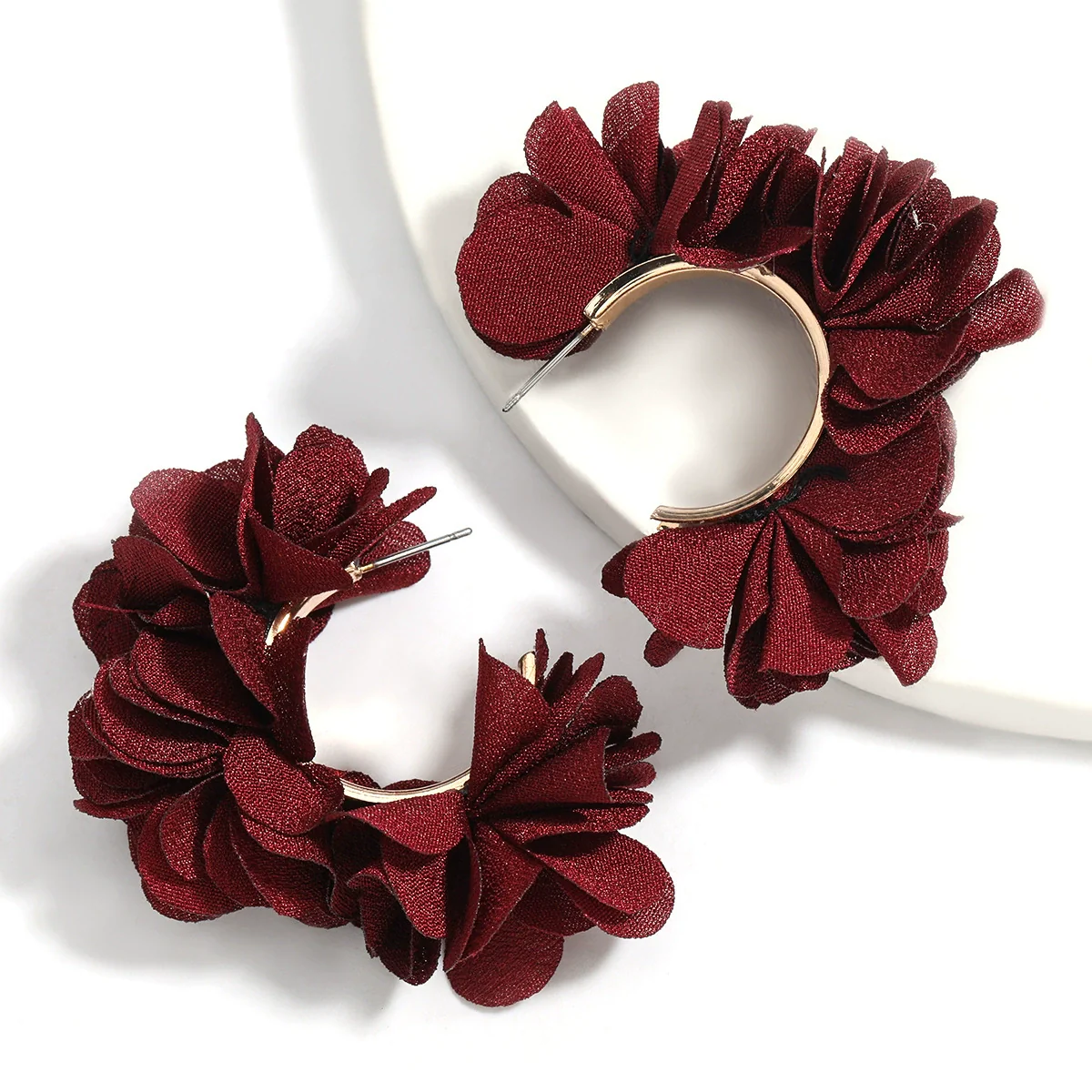 Alloy And Cloth Flower Cshaped Earrings For Women Fashion Style - Image 7